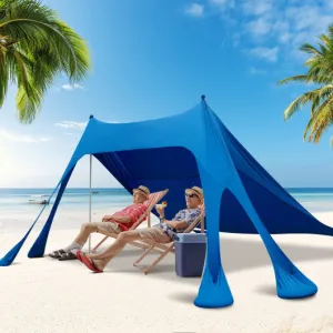 10 x 10 Feet Outdoor Sunshade Beach Canopy Tent for Camping-Blue