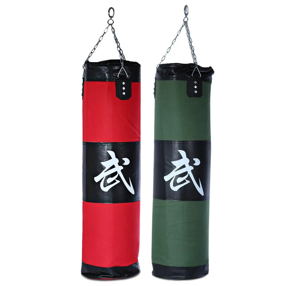 100cm Empty Punching Bag with Chain, Martial Art, Hollow Training Fitness Sandbag