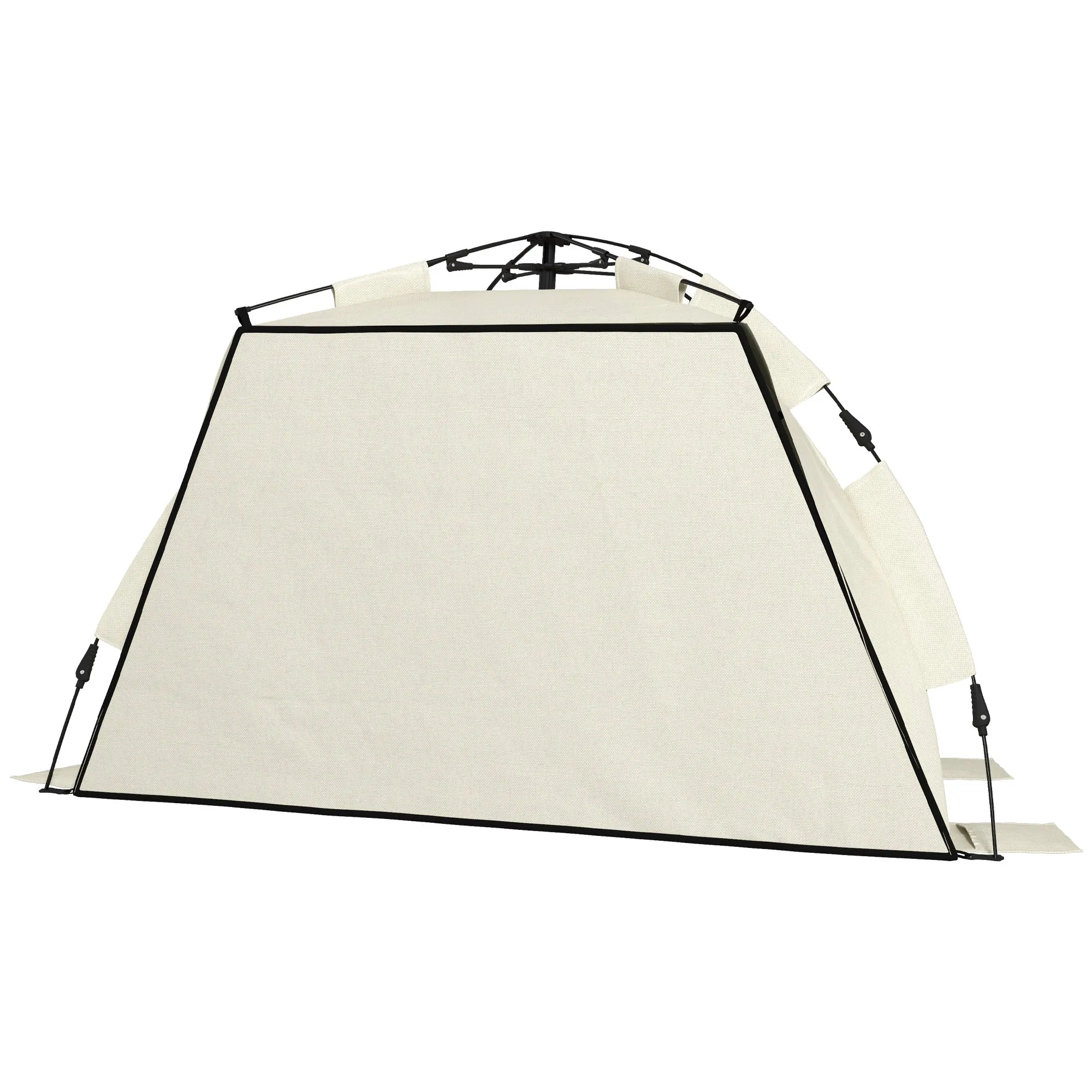 2-3 Person Pop Up Beach Tent, UPF15  Sun Shelter with Extended Floor, Sandbags, Mesh Windows and Carry Bag, Khaki