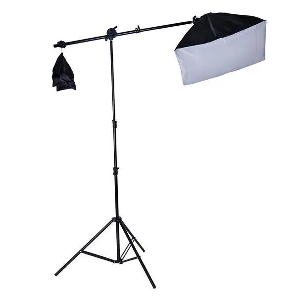 2400 Watt Softbox Photo Studio Continuous Lighting Kit With Boom Arm Hairlight Softbox