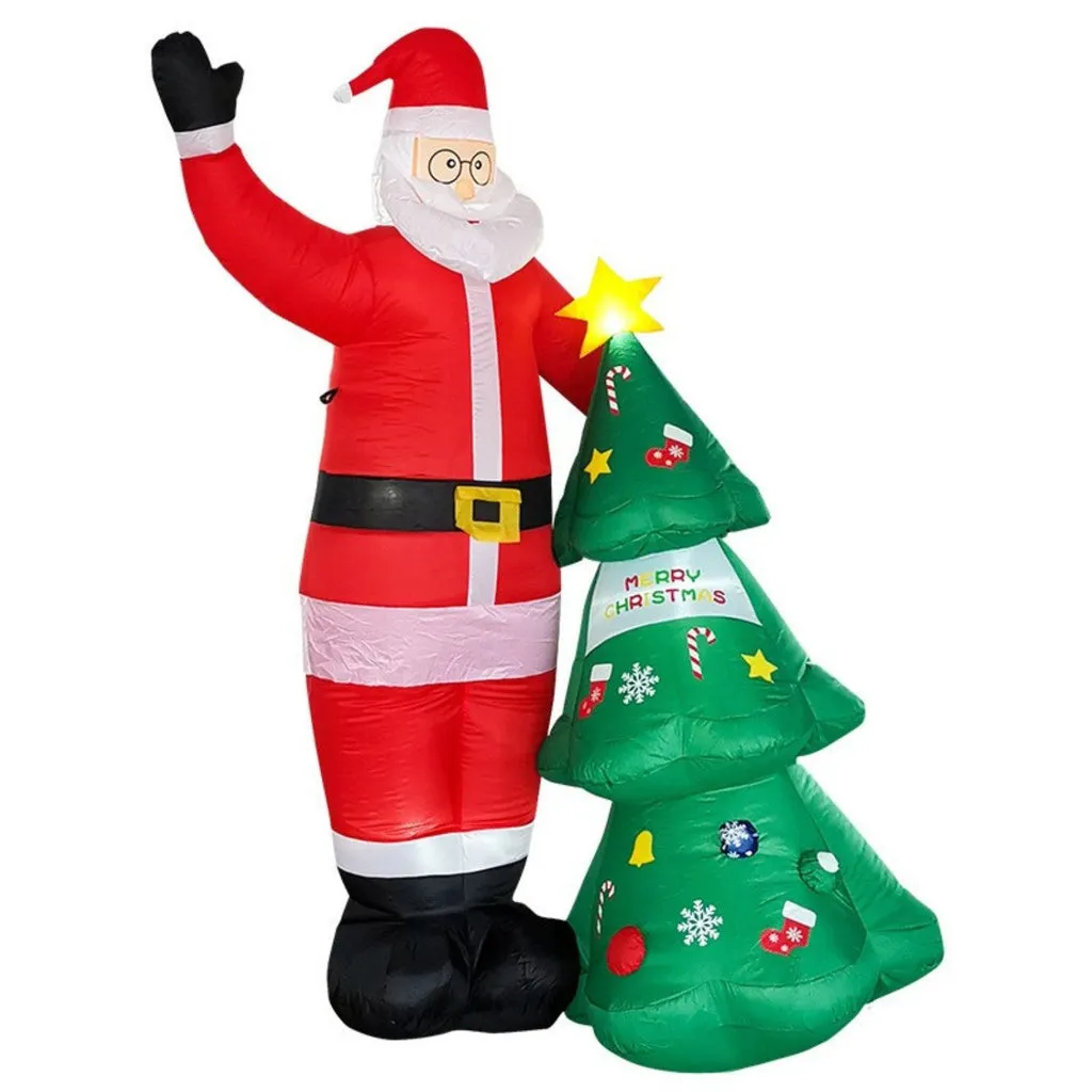 2.5m LED Santa & Christmas Tree Inflatable, Weather-Resistant