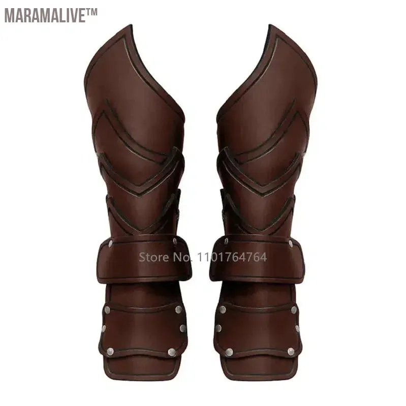 2PCS Cosplay Props Faux Leather Wide Bracer Lace Up Arm Armor Cuff String Steampunk Vintage Medieval Gauntlet Wristband Bracelet