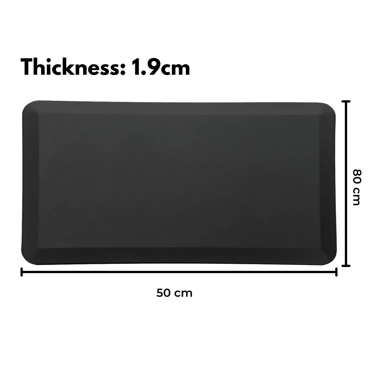 Anti-Fatigue Slip-Resistant Floor Mat, Soft PVC, Black 50x80cm, Gominimo