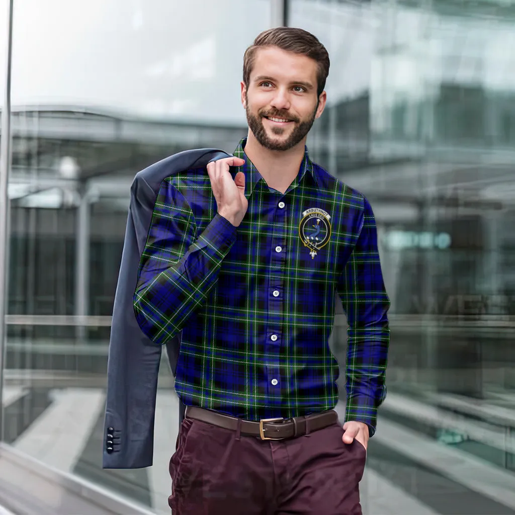 Arbuthnot Modern Tartan Long Sleeve Button Up Shirt with Family Crest