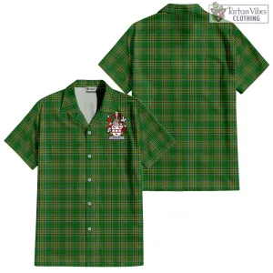 Bagley Irish Clan Tartan Short Sleeve Button Up with Coat of Arms