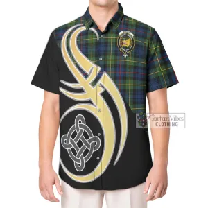 Bailey Modern Tartan Short Sleeve Button Shirt with Family Crest and Celtic Symbol Style