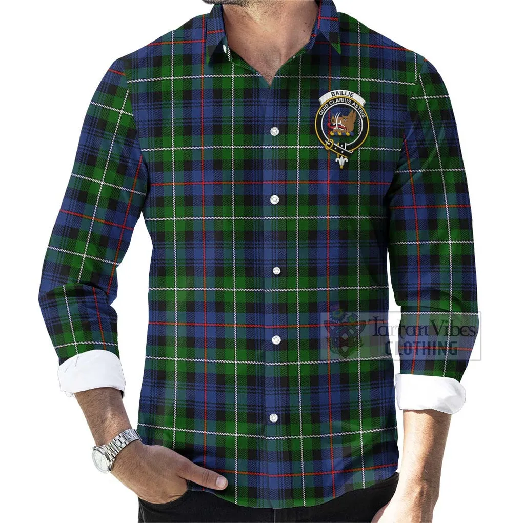 Baillie (Bailey) Tartan Long Sleeve Button Shirt with Family Crest Celtic Skull Style