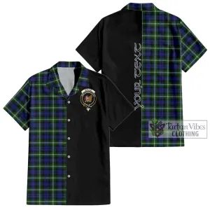 Baillie of Polkemmet Tartan Short Sleeve Button Shirt with Family Crest and Half Of Me Style