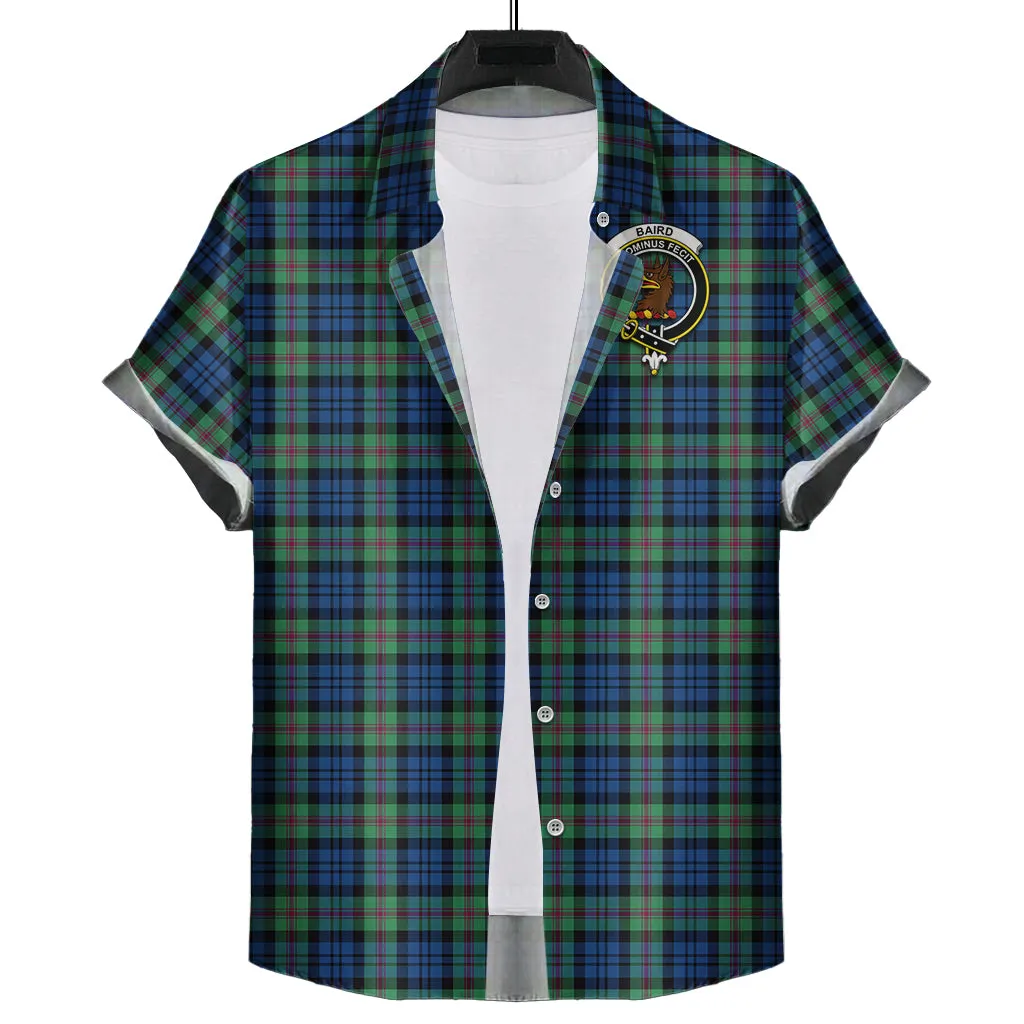 Baird Ancient Tartan Short Sleeve Button Down Shirt with Family Crest