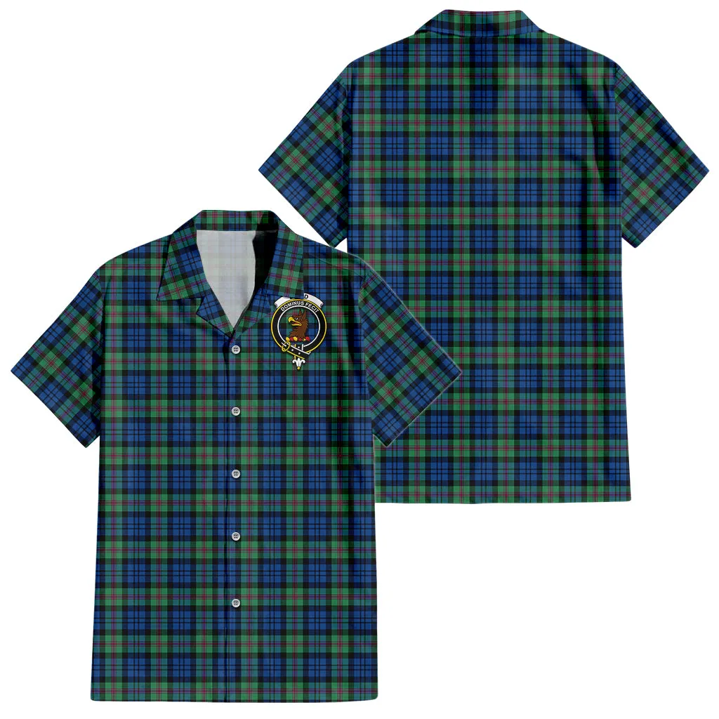 Baird Ancient Tartan Short Sleeve Button Down Shirt with Family Crest