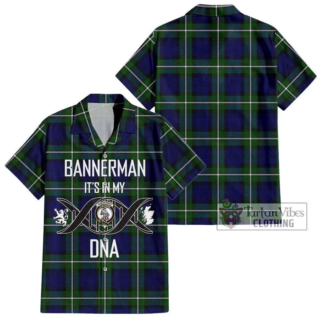 Bannerman Tartan Short Sleeve Button Shirt with Family Crest DNA In Me Style