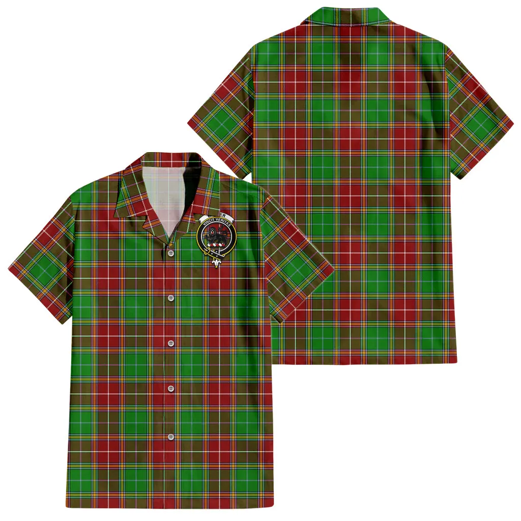 Baxter Modern Tartan Short Sleeve Button Down Shirt with Family Crest