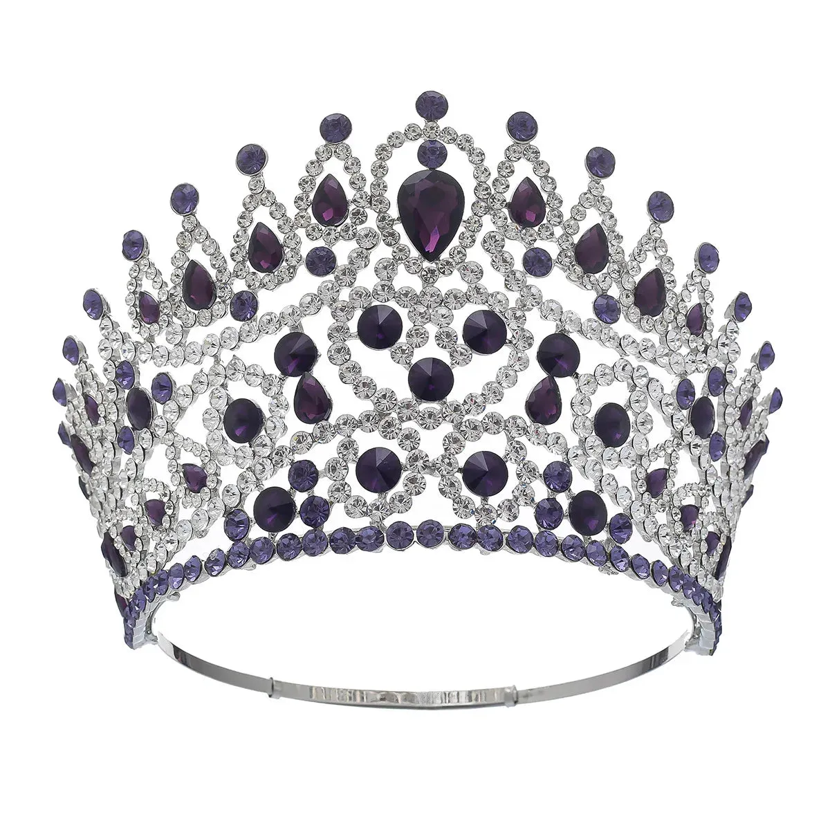 Beauty Pageant Crown Tall Adjustable Rhinestone Crystal Crown