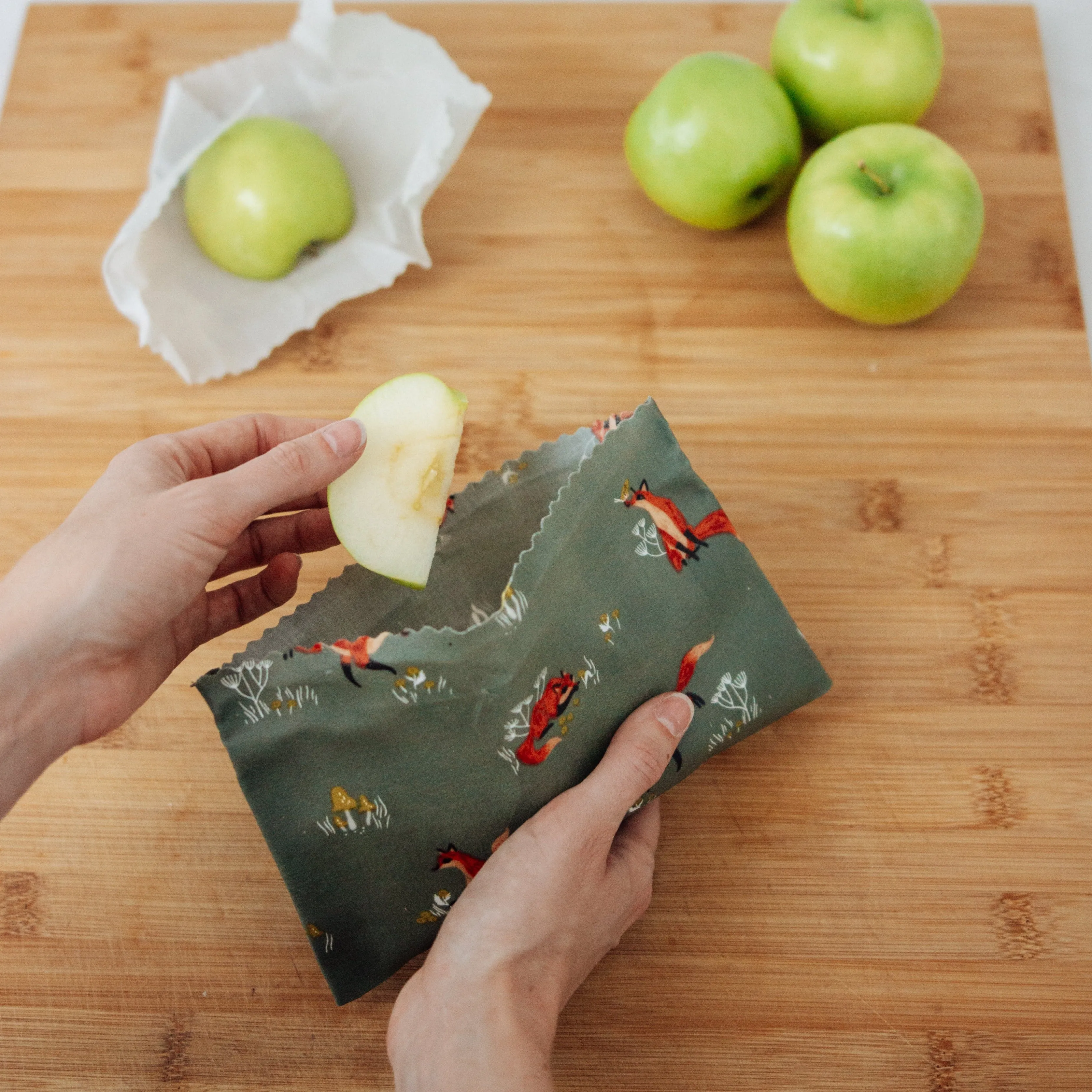 Beeswax Food Wraps: Foxes Single Medium