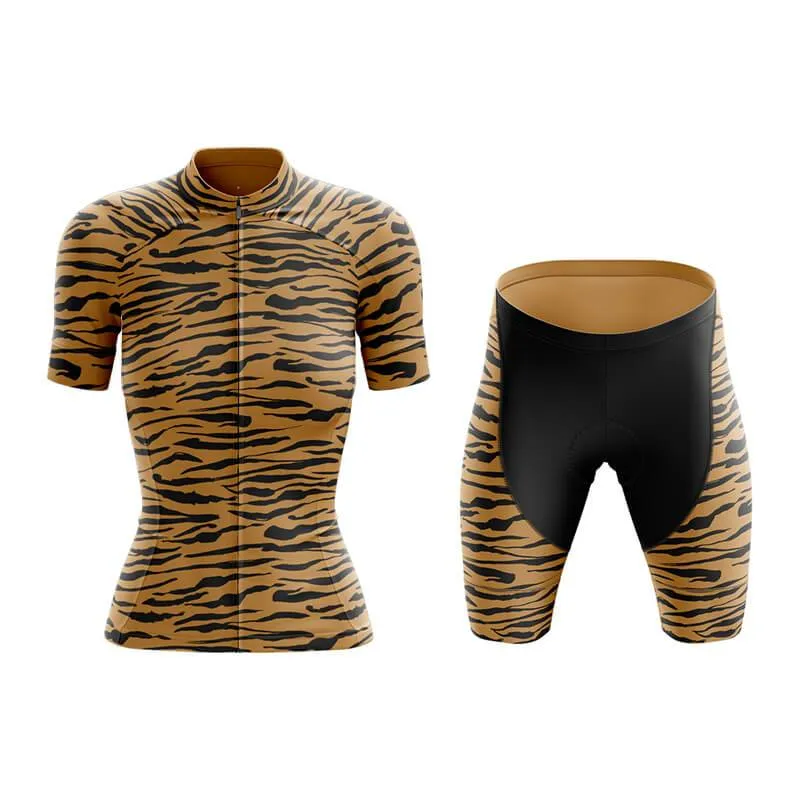 Beige Tiger Print Club Cycling Kit