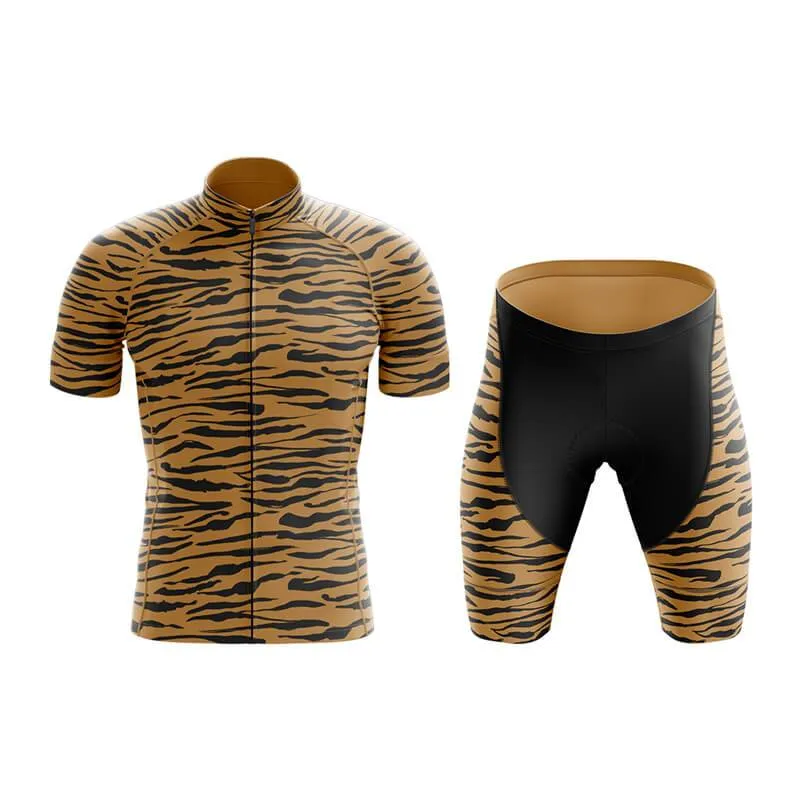 Beige Tiger Print Club Cycling Kit