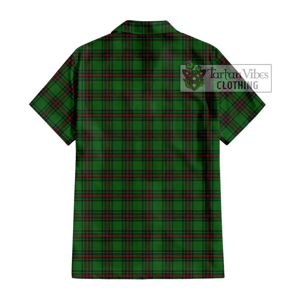 Beveridge Tartan Short Sleeve Button Shirt with Family Crest DNA In Me Style