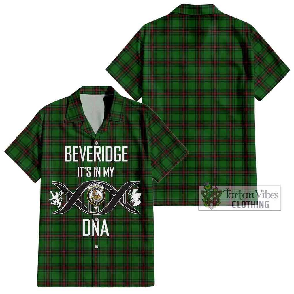 Beveridge Tartan Short Sleeve Button Shirt with Family Crest DNA In Me Style