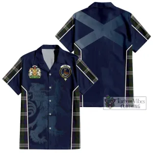 Blair Dress Tartan Short Sleeve Button Shirt with Family Crest and Lion Rampant Vibes Sport Style