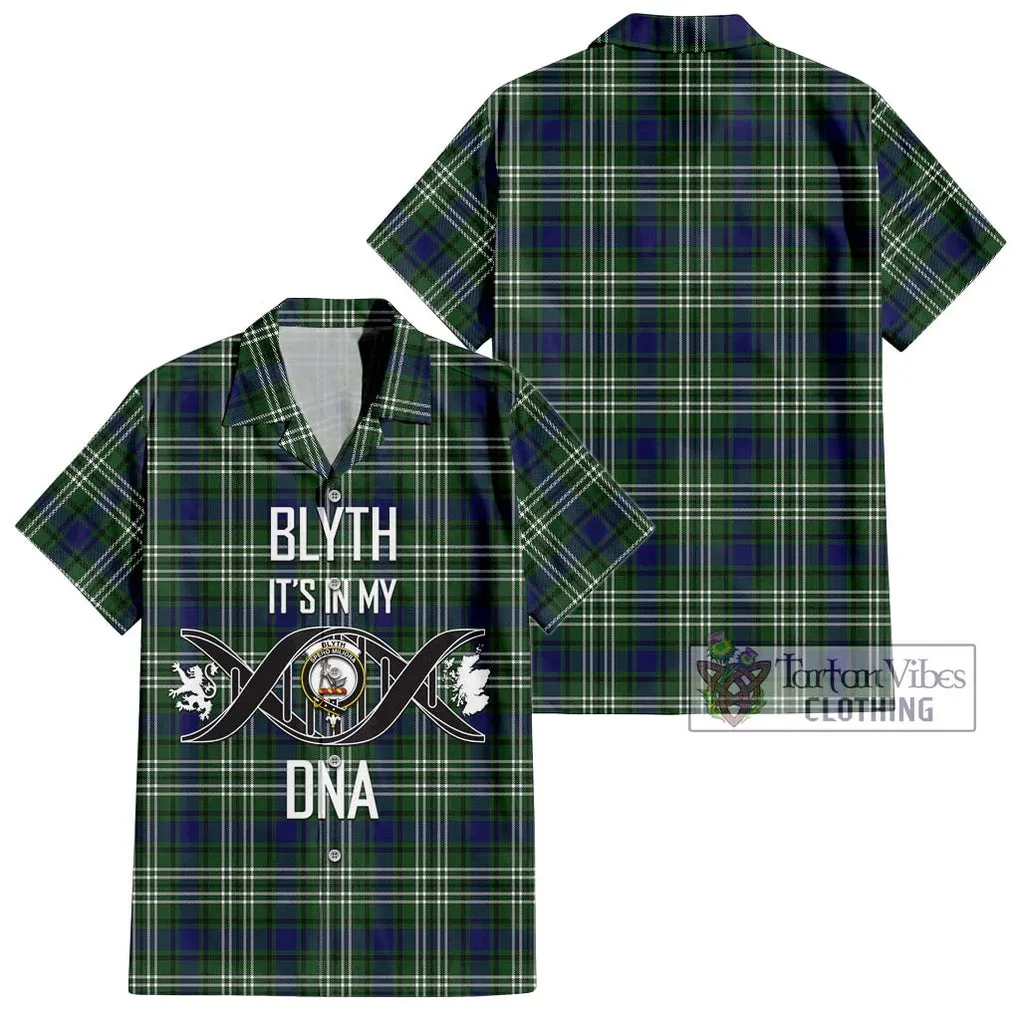 Blyth Tartan Short Sleeve Button Shirt with Family Crest DNA In Me Style