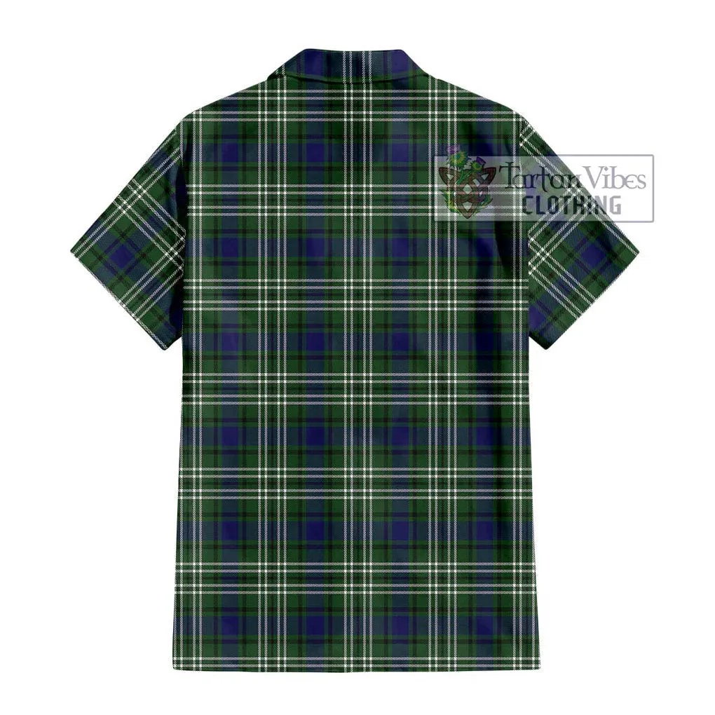 Blyth Tartan Short Sleeve Button Shirt with Family Crest DNA In Me Style