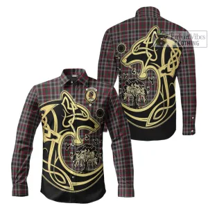 Borthwick Tartan Long Sleeve Button Shirt with Family Crest Celtic Wolf Style