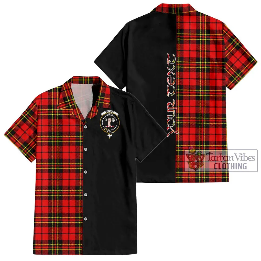 Brodie Modern Tartan Short Sleeve Button Shirt with Family Crest and Half Of Me Style