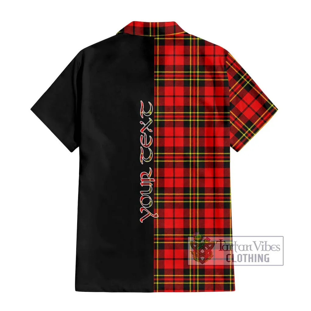 Brodie Modern Tartan Short Sleeve Button Shirt with Family Crest and Half Of Me Style