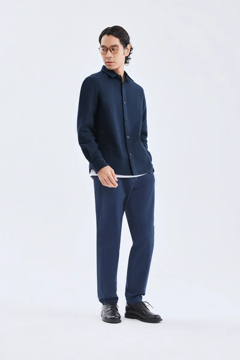 Brushed Contrast Stitch Shirt Jacket | Navy 30193N