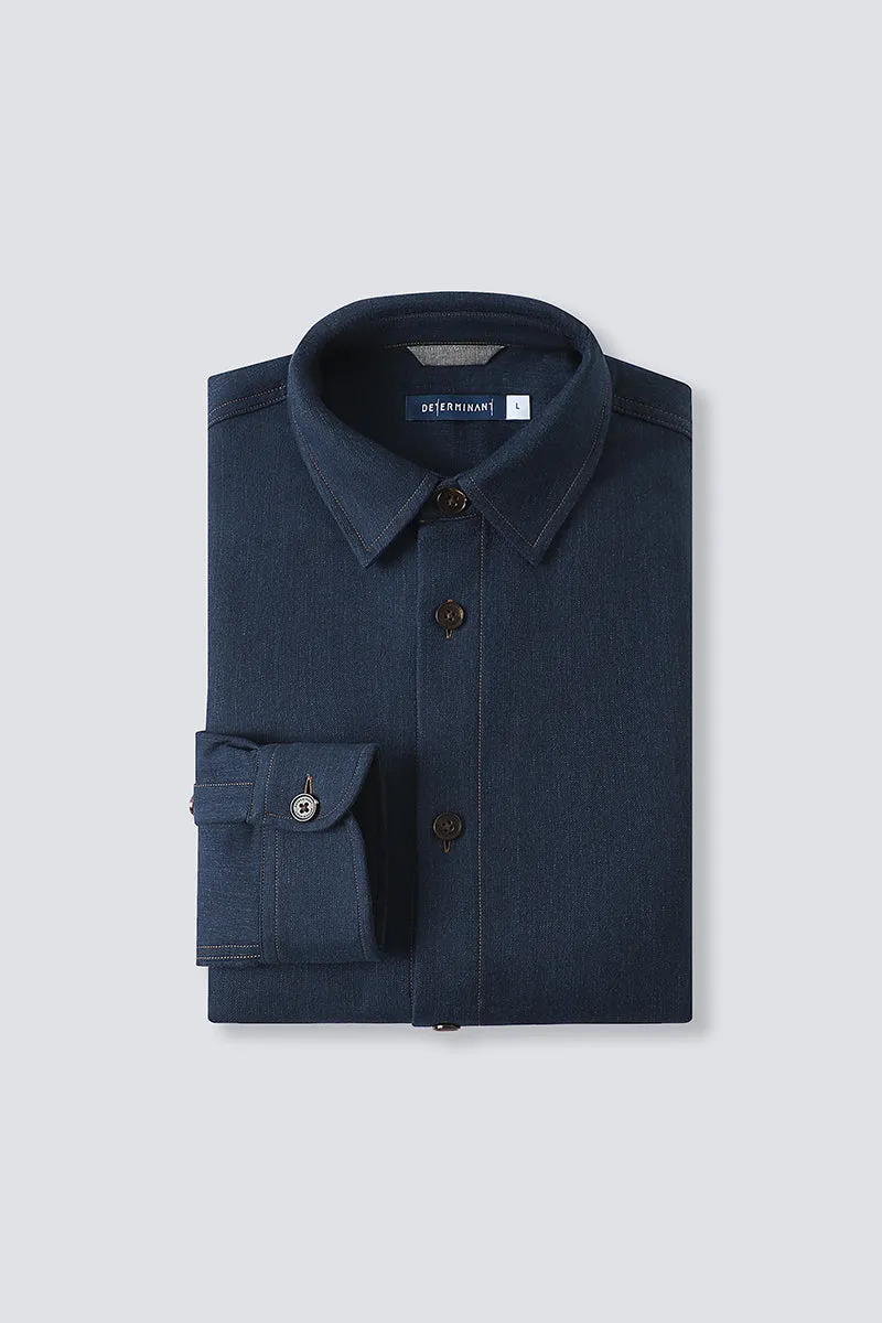 Brushed Contrast Stitch Shirt Jacket | Navy 30193N