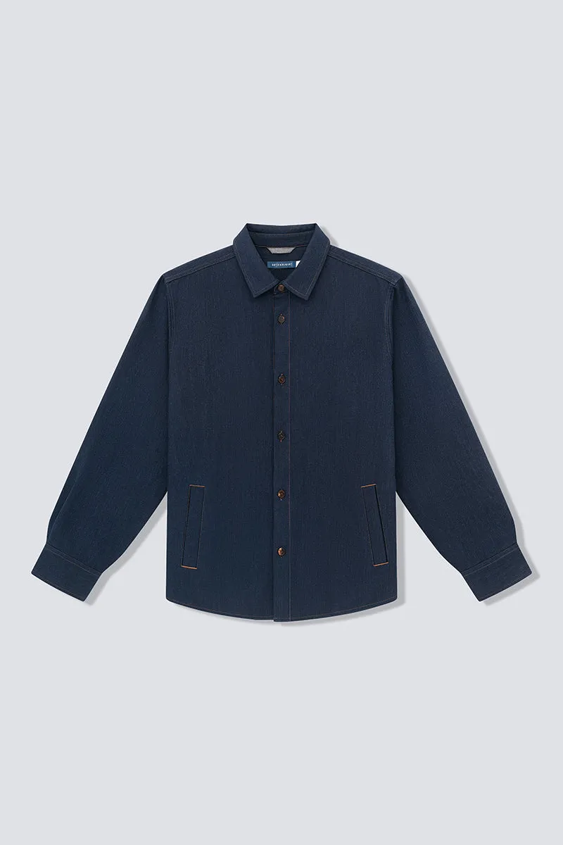 Brushed Contrast Stitch Shirt Jacket | Navy 30193N