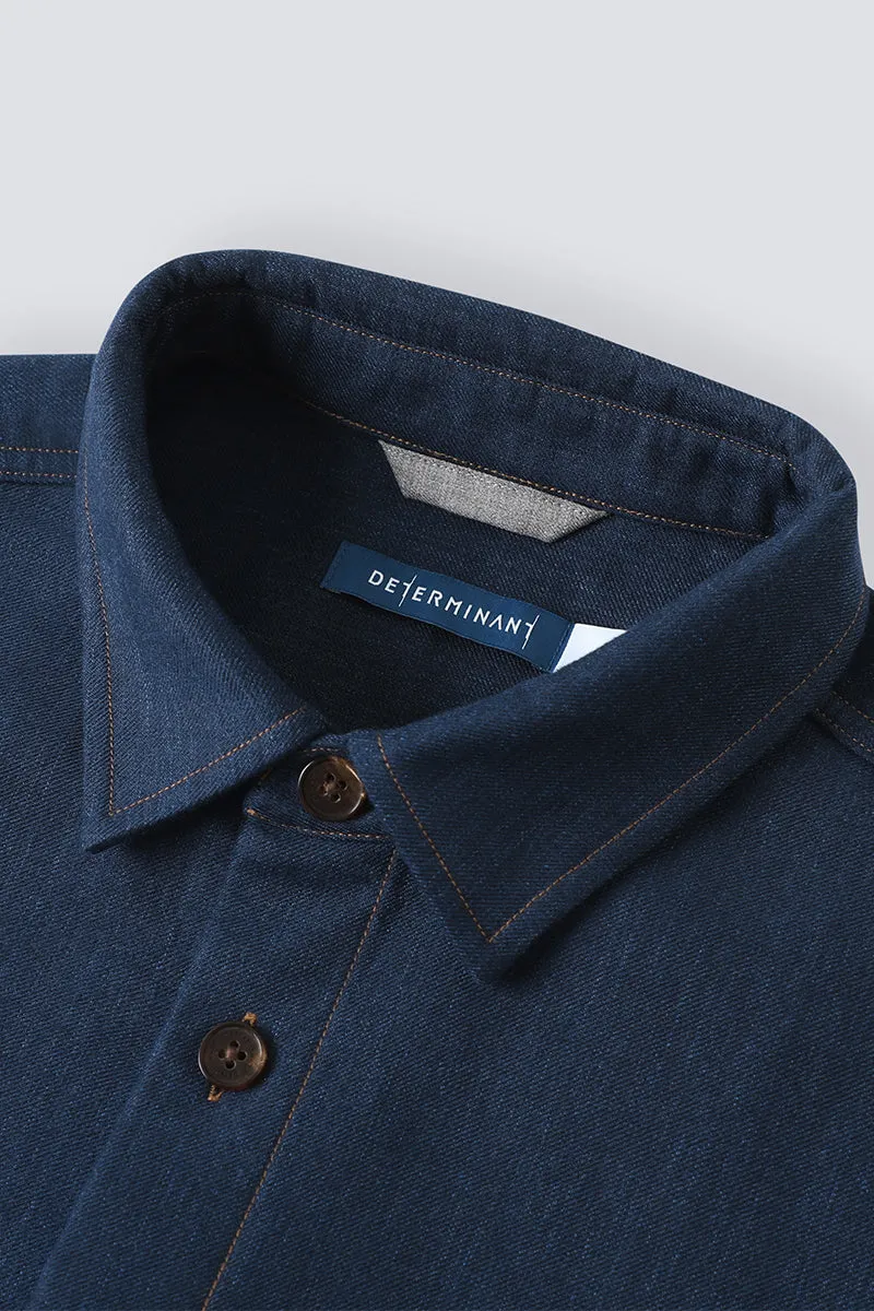 Brushed Contrast Stitch Shirt Jacket | Navy 30193N