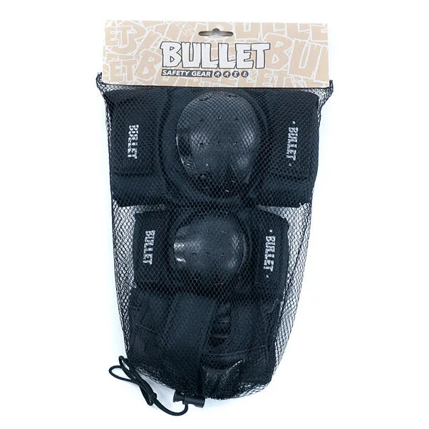 Bullet Pad Set Standard Combo Knee Elbow Wrist Guard Black Junior Large