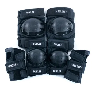 Bullet Pad Set Standard Combo Knee Elbow Wrist Guard Black Junior Large