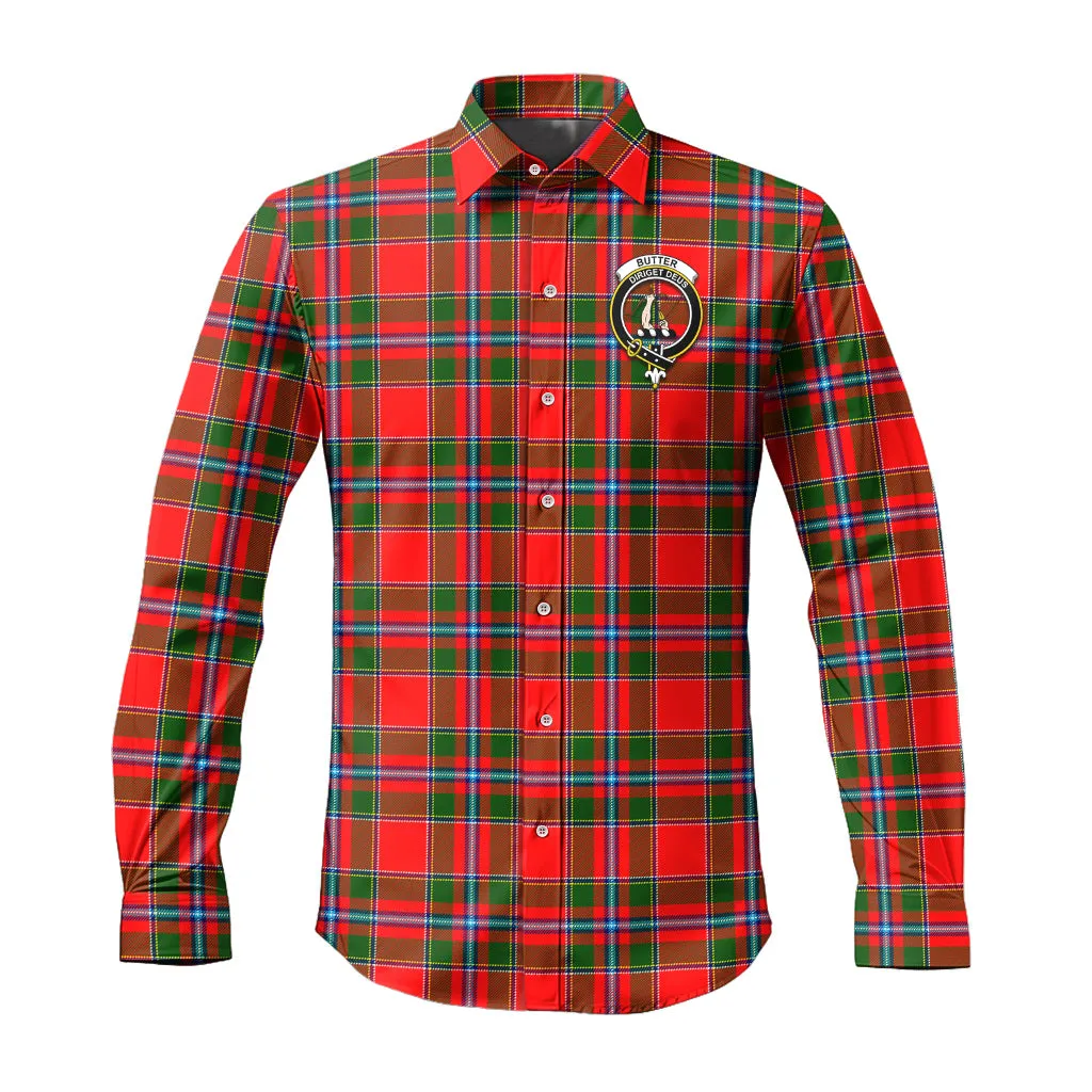 Butter Tartan Long Sleeve Button Up Shirt with Family Crest