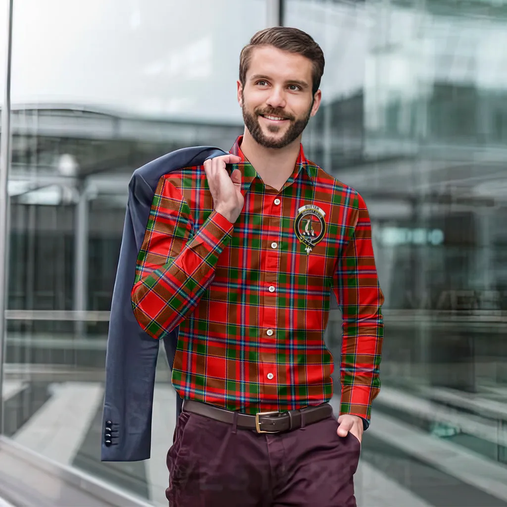 Butter Tartan Long Sleeve Button Up Shirt with Family Crest