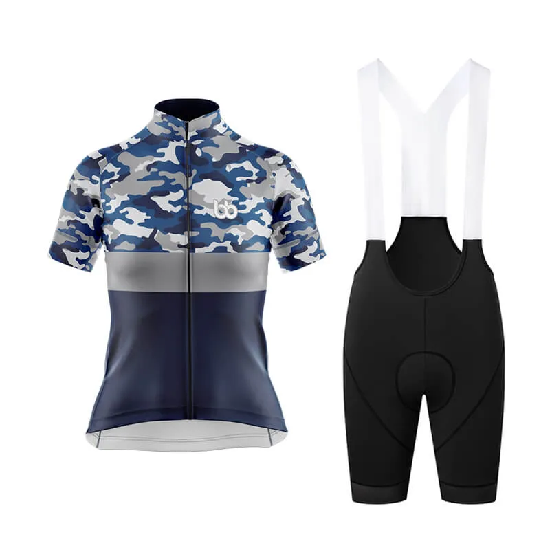 Camouflage Neck Club Cycling Kit (V2) (Blue)