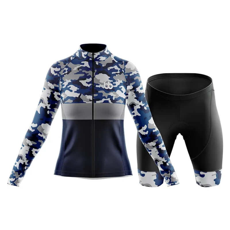 Camouflage Neck Club Cycling Kit (V2) (Blue)