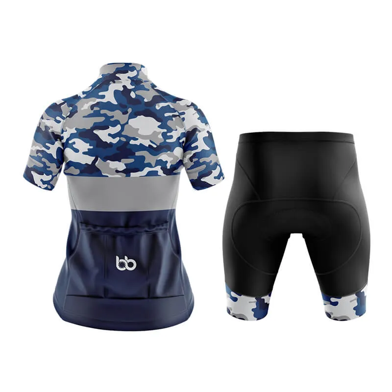 Camouflage Neck Club Cycling Kit (V2) (Blue)