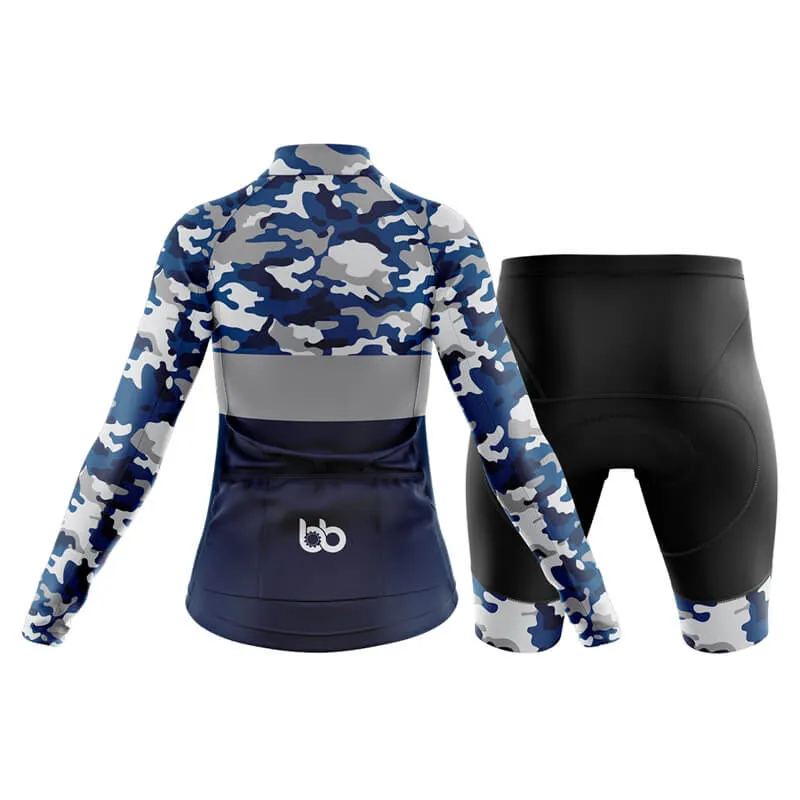 Camouflage Neck Club Cycling Kit (V2) (Blue)