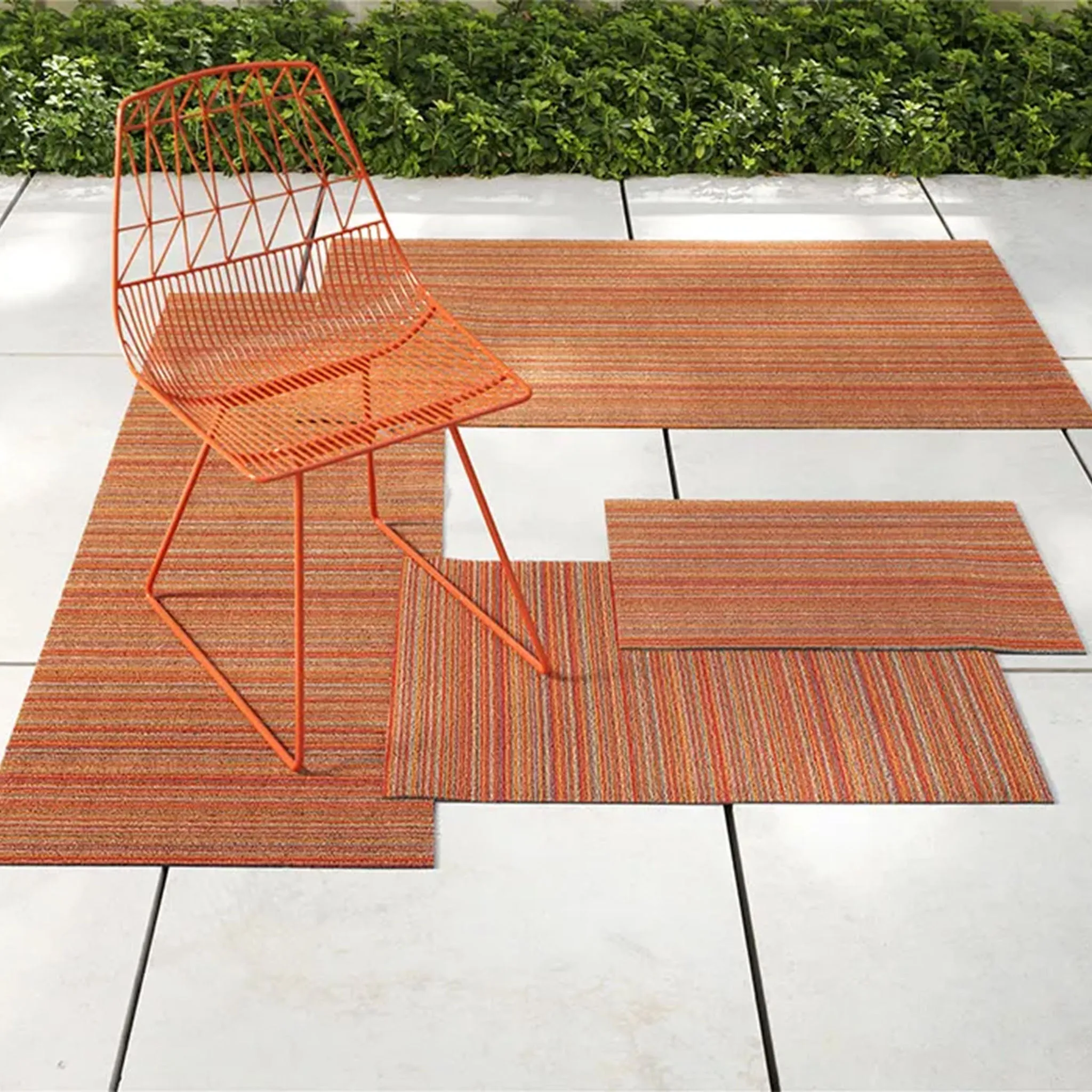 Chilewich Orange Skinny Stripe Shag Mat