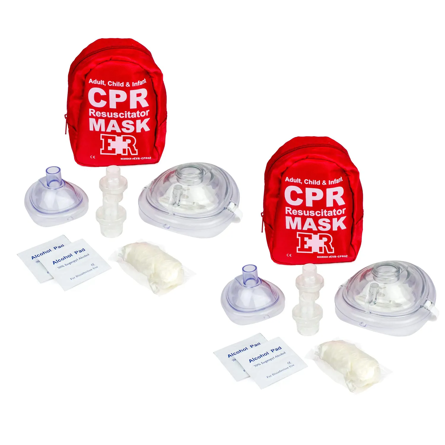 Ever Ready First Aid Adult and Infant CPR Mask Combo Kit - Red