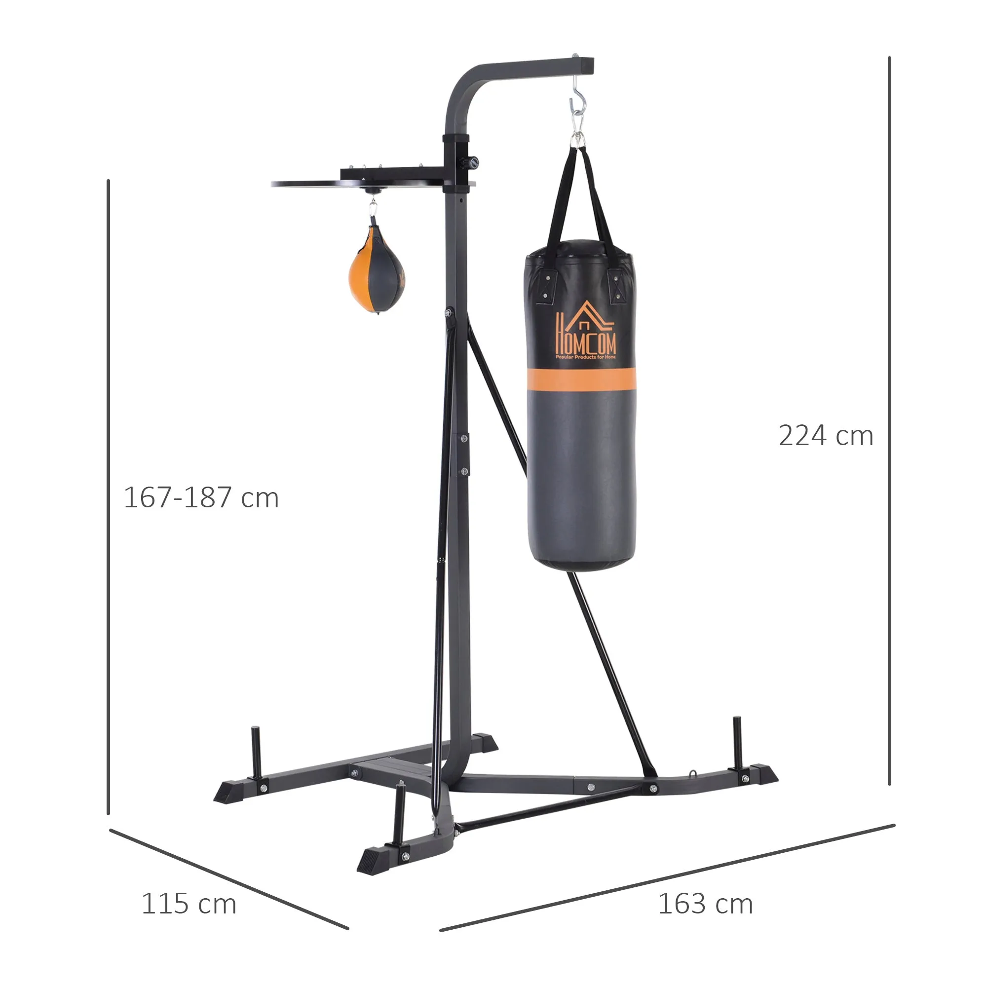 Freestanding Boxing Punch Bag & Speed Ball Station Hanging Frame Training Exercise Platform Home Gym Heavy Duty