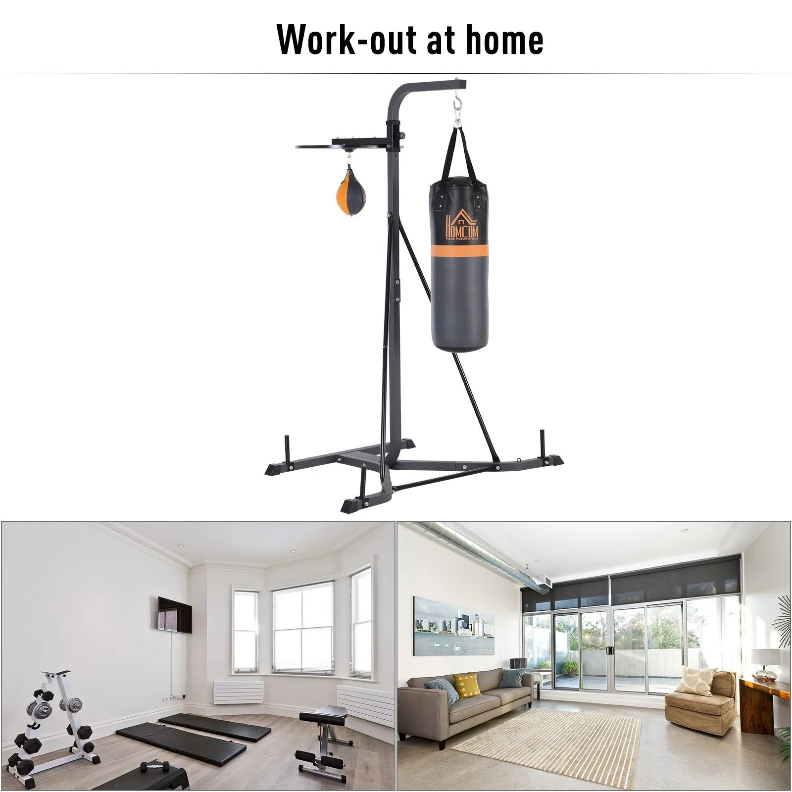 Freestanding Boxing Punch Bag & Speed Ball Station Hanging Frame Training Exercise Platform Home Gym Heavy Duty