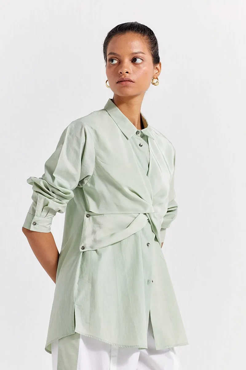 Front Twist Shirt Co-ord (Set of 2) - Mint