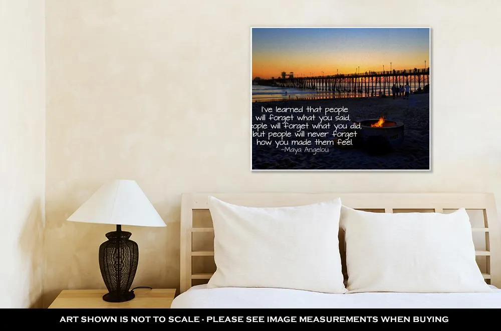 Gallery Wrapped Canvas, Oceanside Pier California With Quote