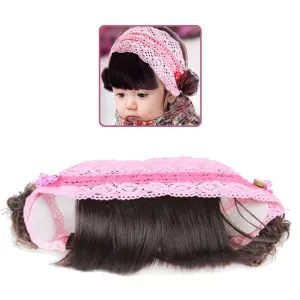 Girls Pink Wide Stretch Headband with Wig Fringe