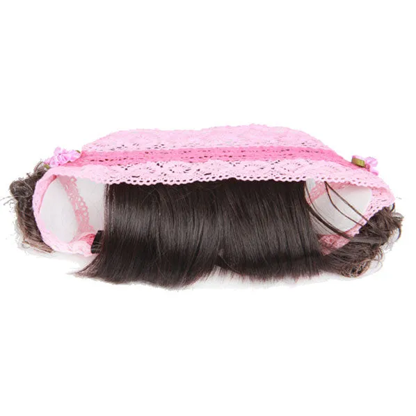 Girls Pink Wide Stretch Headband with Wig Fringe