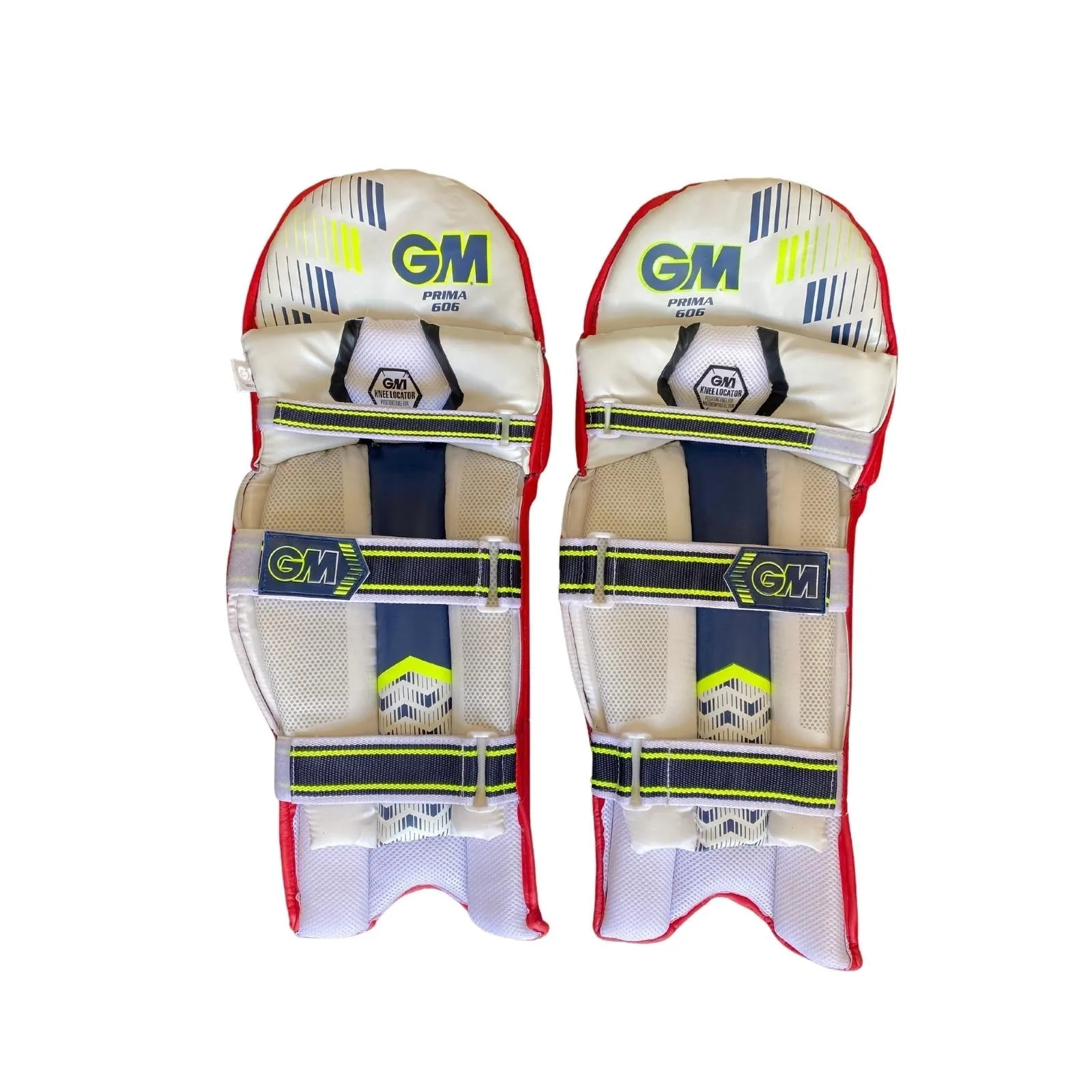 GM 606 Prima Coloured Red Batting Cricket Pads - Senior