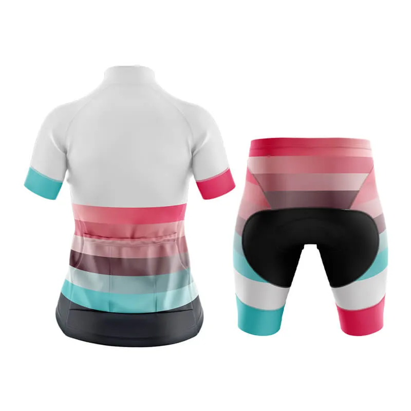 Gradient Frequency Club Cycling Kit (White-Pink-Teal)